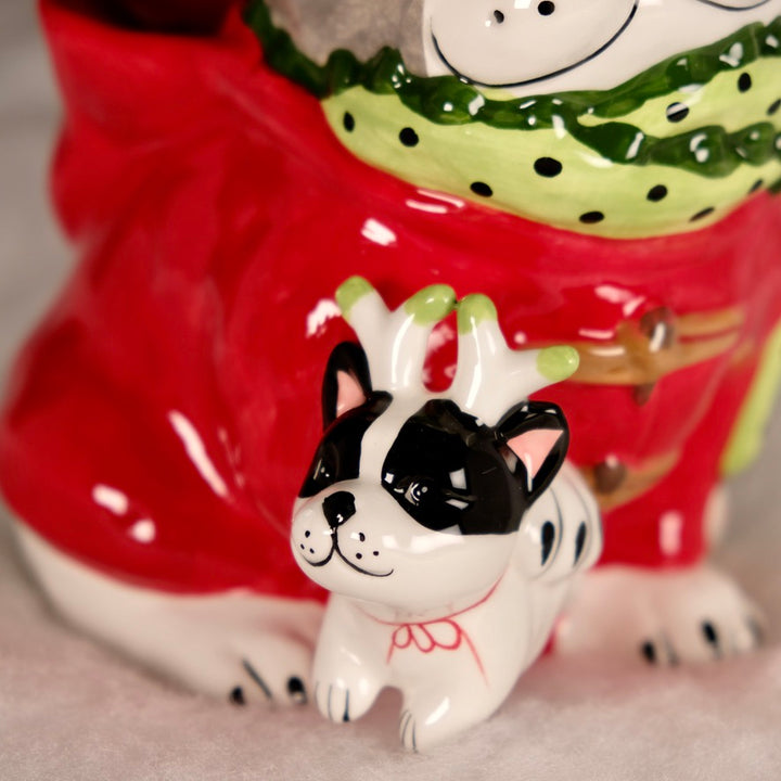 CHRISTMAS HOLIDAY FRENCHIE DOG FIGURINE