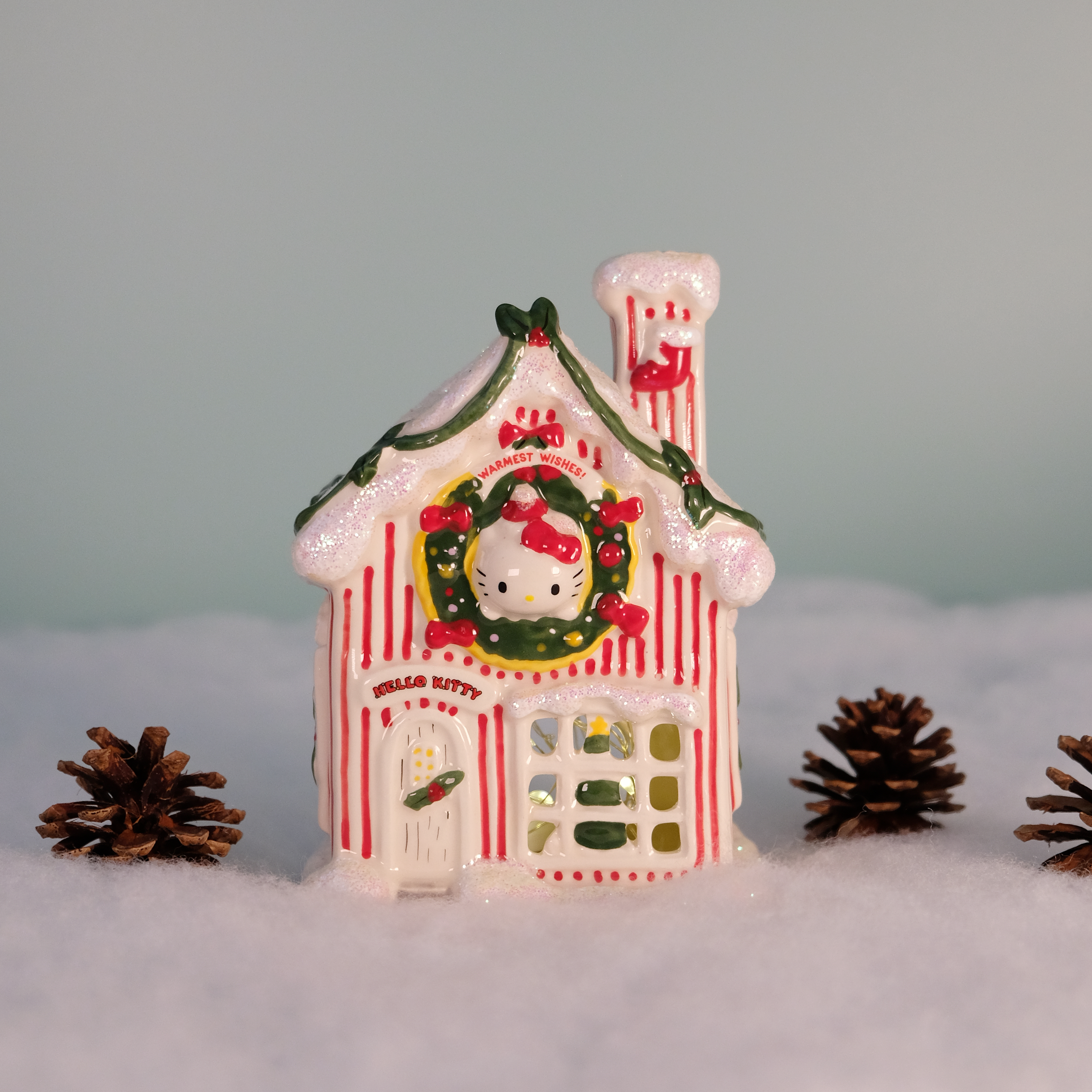 未使用　BlueSky キャンドルハウス 陶器 クリスマス　陶器 HELLO KITTY CHRISTMAS CANDLE HOUSE