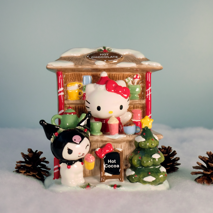 HELLO KITTY AND KUROMI HOT CHOCOLATE HUT FIGURINE