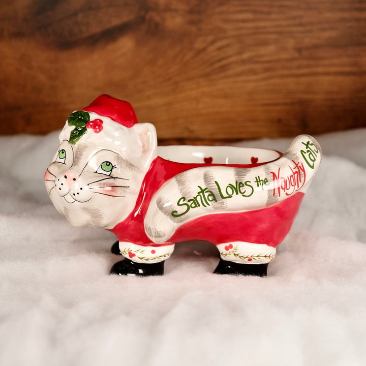 CHRISTMAS PEDESTAL CAT BOWL