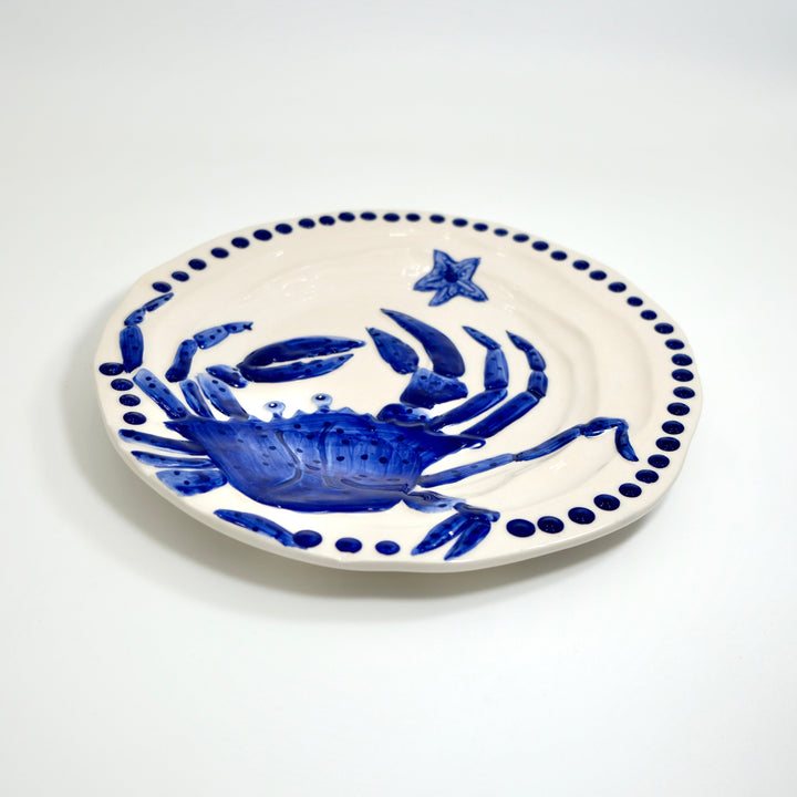 Magic Sea 10.5" Crab Dinner Plate - Cobalt Blue