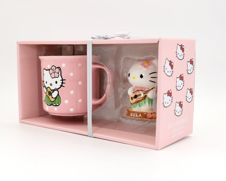 HELLO KITTY HULA 18OZ MUG AND FIGURINE GIFT SET OF 2