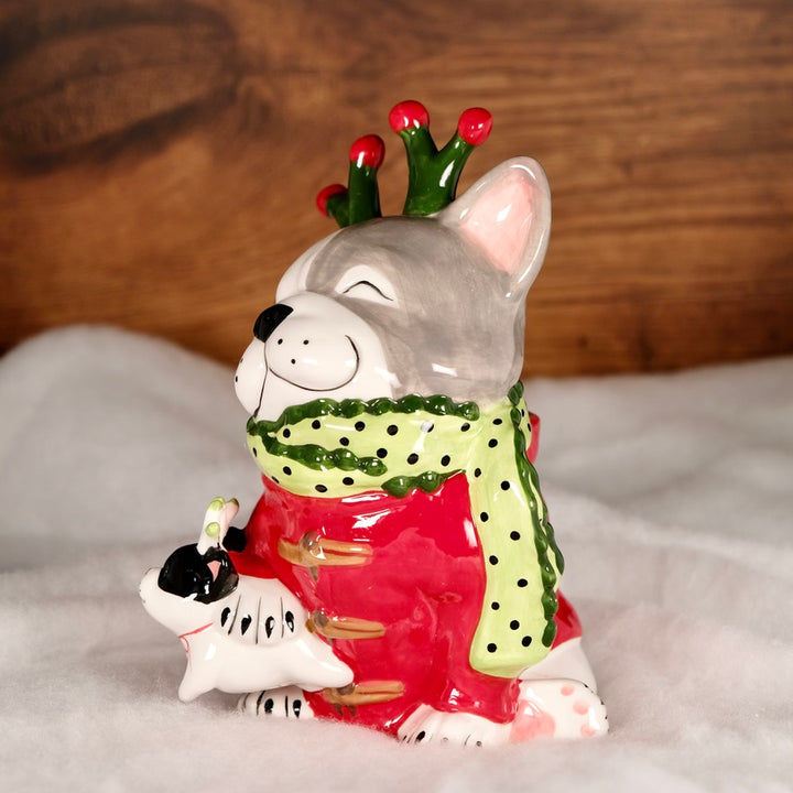 CHRISTMAS HOLIDAY FRENCHIE DOG FIGURINE