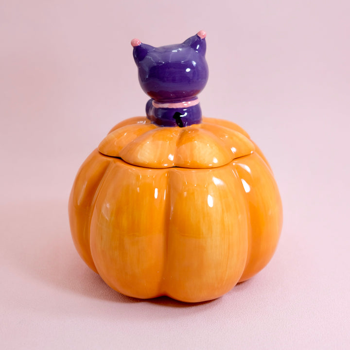 Kuromi Jack-O-Lantern Lidded Candy Bowl