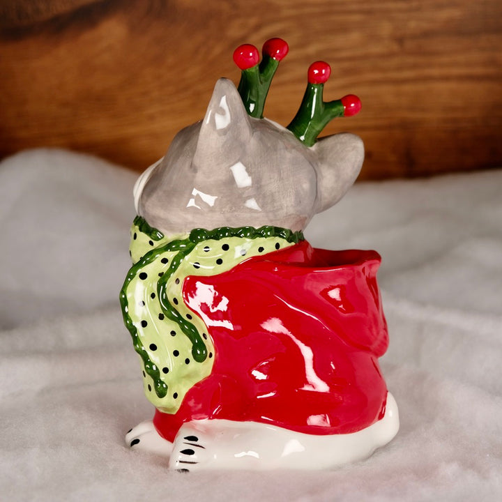 CHRISTMAS HOLIDAY FRENCHIE DOG FIGURINE