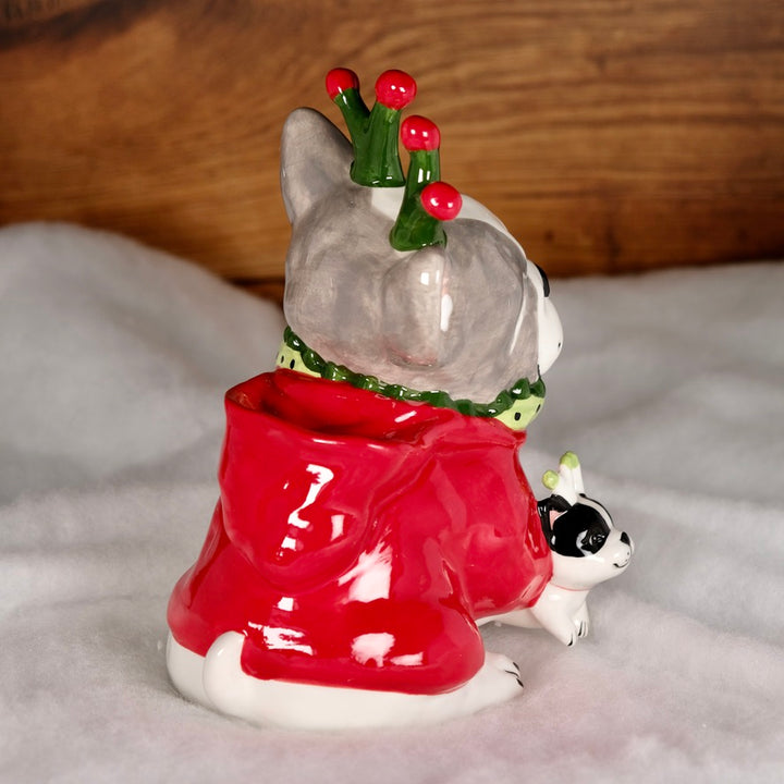 CHRISTMAS HOLIDAY FRENCHIE DOG FIGURINE