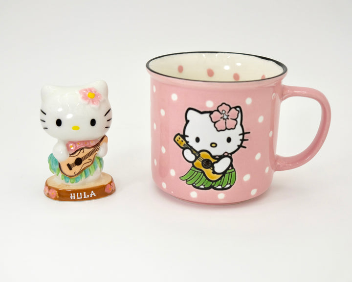HELLO KITTY HULA 18OZ MUG AND FIGURINE GIFT SET OF 2