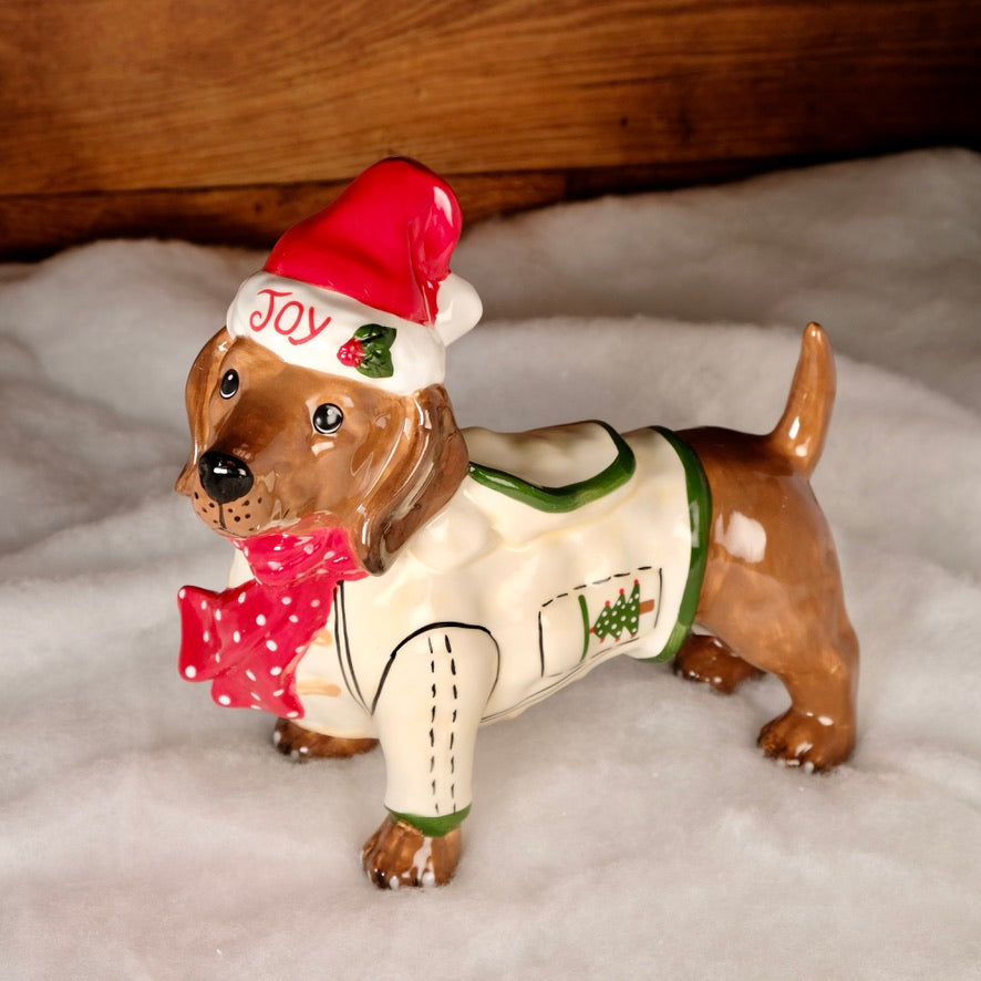 CHRISTMAS HOLIDAY DOG FIGURINE