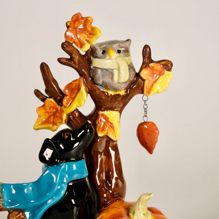 Autumn Tree Lab Dog Figurine