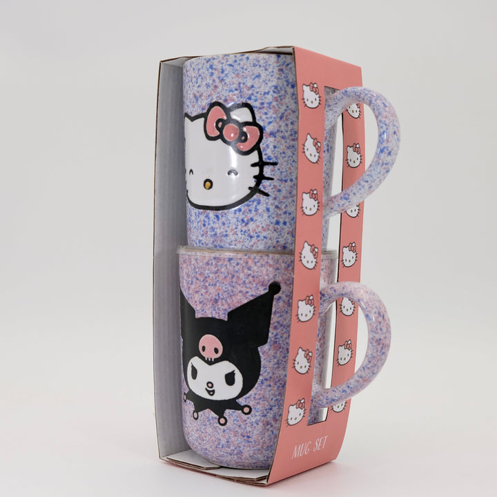 HELLO KITTY & KUROMI COLORFUL SPECKLE 18OZ MUG SET OF 2