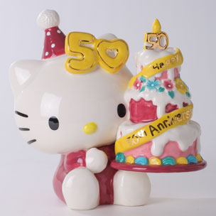 Hello Kitty 50th Anniversary Holding Cake Figurine