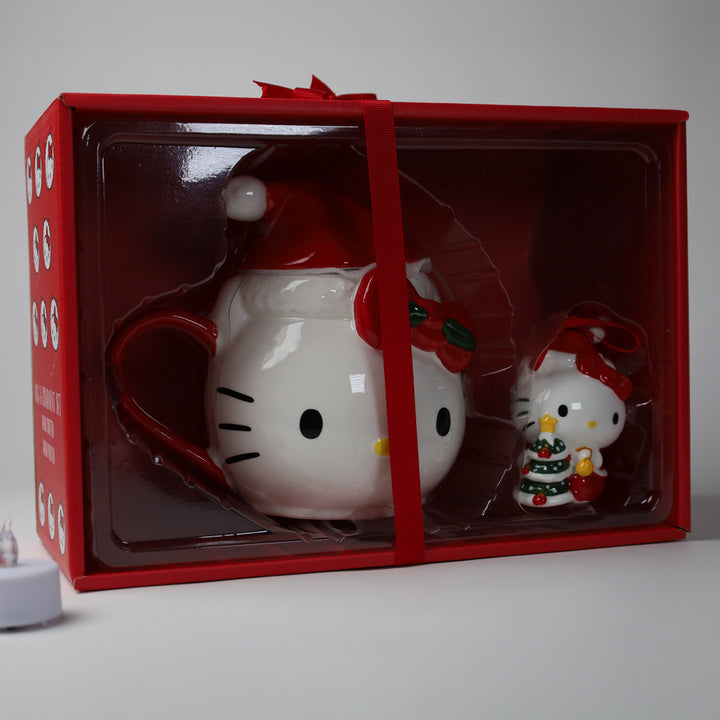 Hello Kitty Figural Mug (with lid) and  Ornament Gift Set