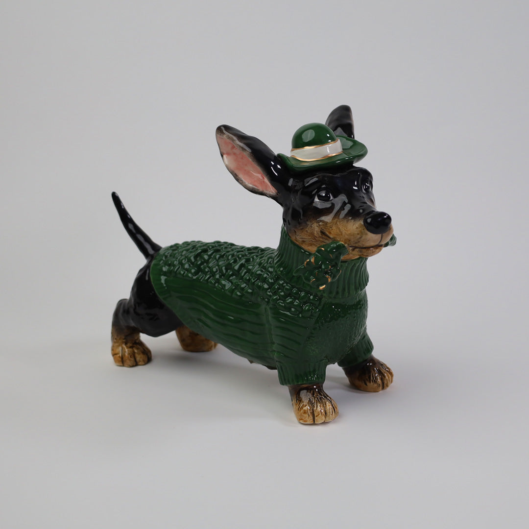 Blue Sky Dachshund Dog Basset Hound St Patricks Day Shamrock  St Patricks Day Dachshund Dog Blue Sky Clayworks Statue main image 2