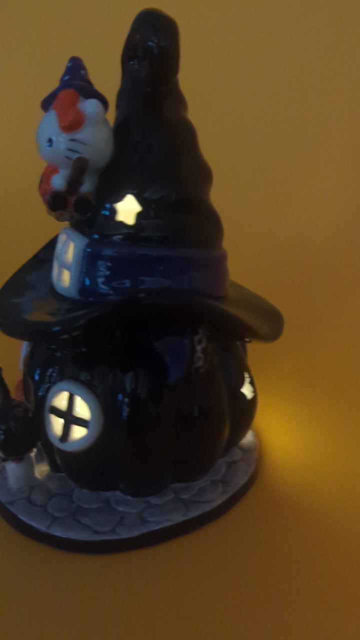 Hello Kitty and Kuromi Jack O Lantern Candle House