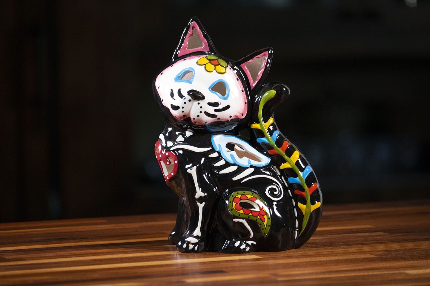 Clayworks Day of Dead Cat Figurine â€“ Handâ€'Packed with Care