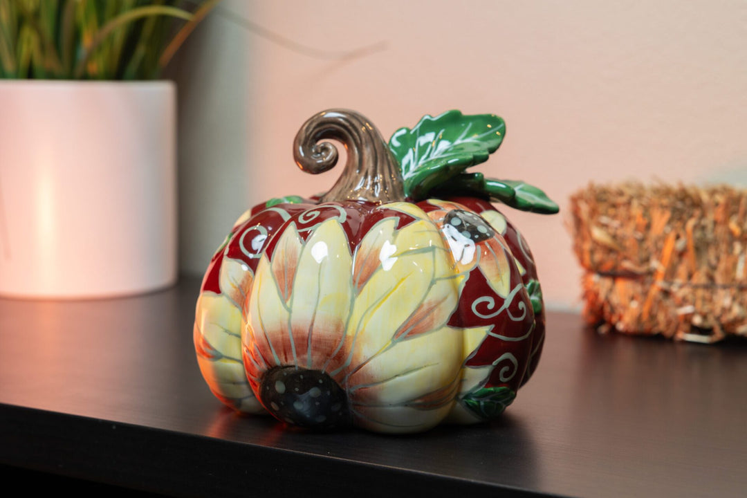 Harvest Blooms Pumpkin Figurine