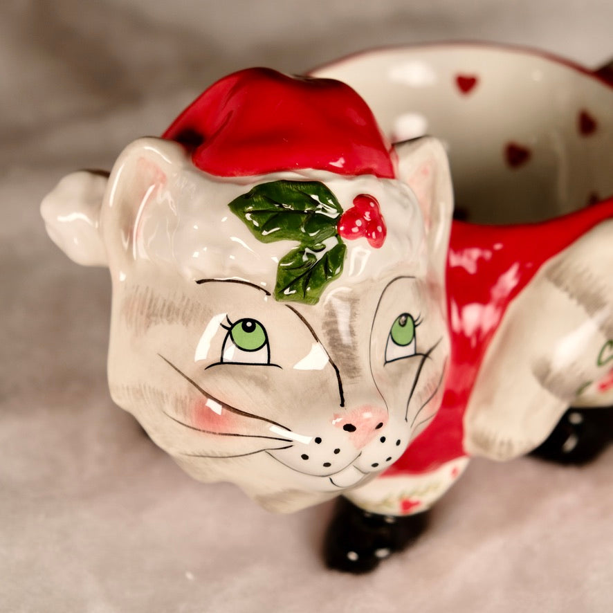 CHRISTMAS PEDESTAL CAT BOWL