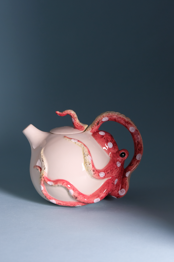 Red Circular Octopus Teapot