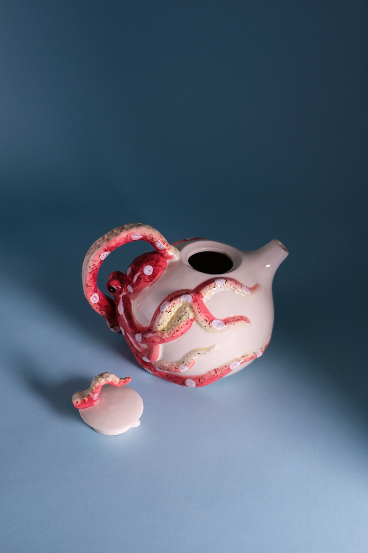 Red Circular Octopus Teapot