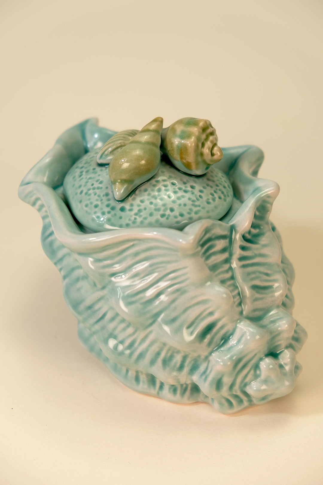 Shell Figural Sugar & Creamer Set Blue