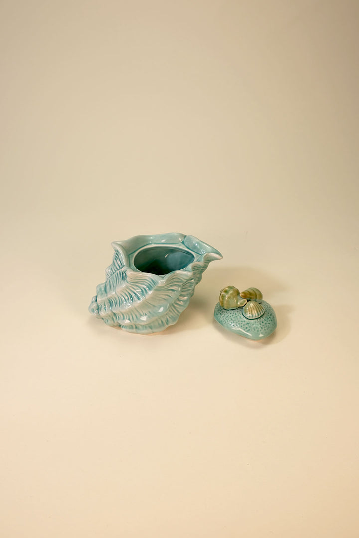 Shell Figural Sugar & Creamer Set Blue