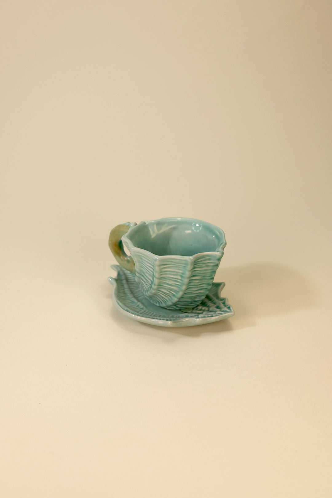 Shell Figural Cup & Saucer Blue