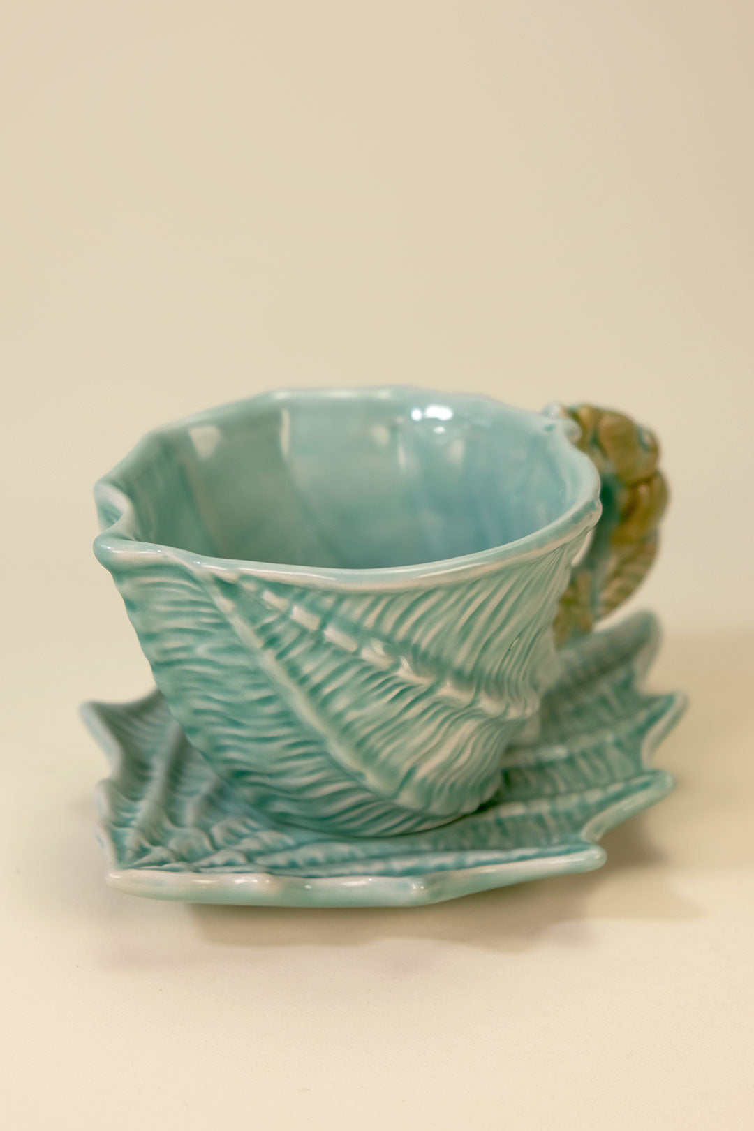 Shell Figural Cup & Saucer Blue