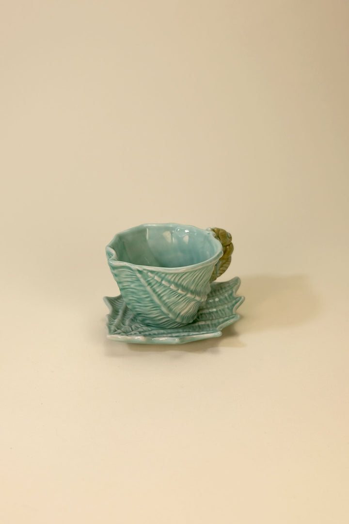Shell Figural Cup & Saucer Blue