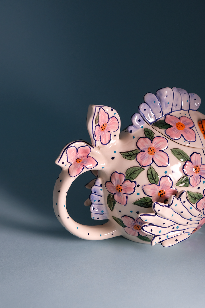 Pink Flower Fish Teapot