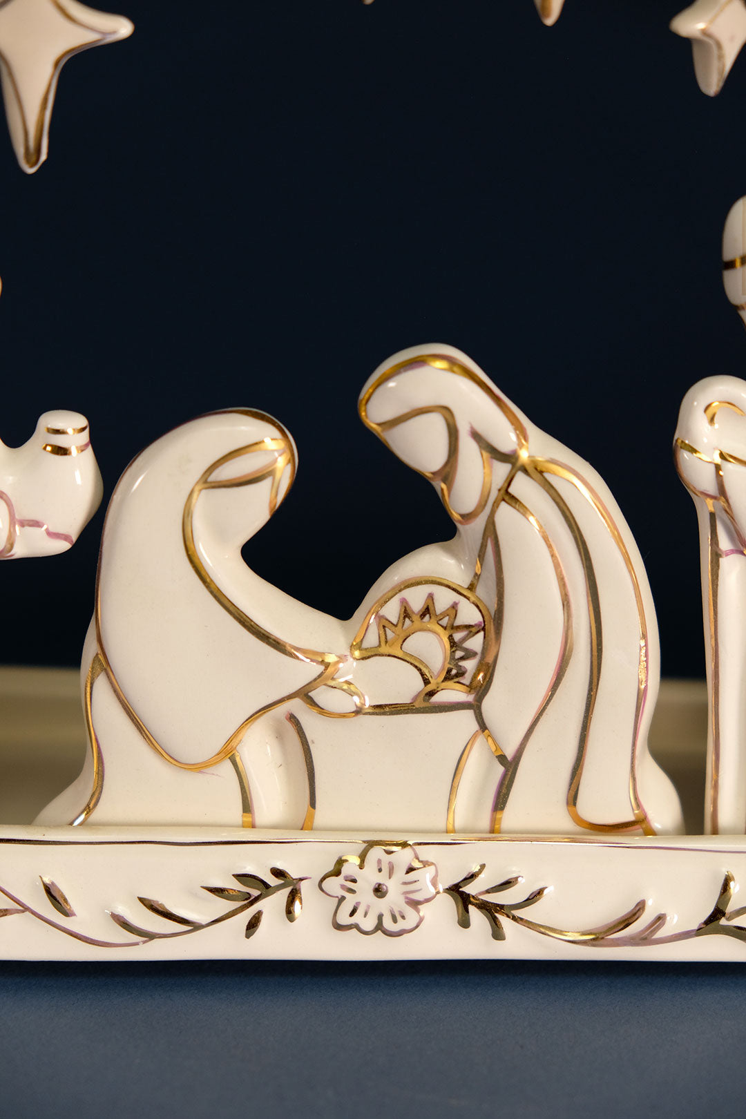 White and Gold Nativity Scene Tealight Holder