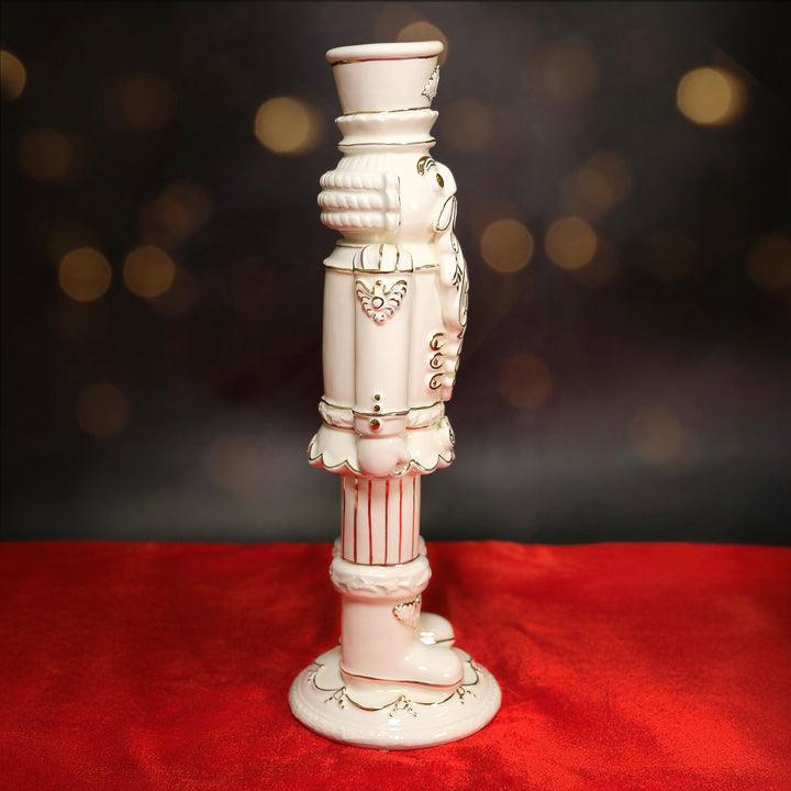 Trophy White Gold Nutcracker Figurine