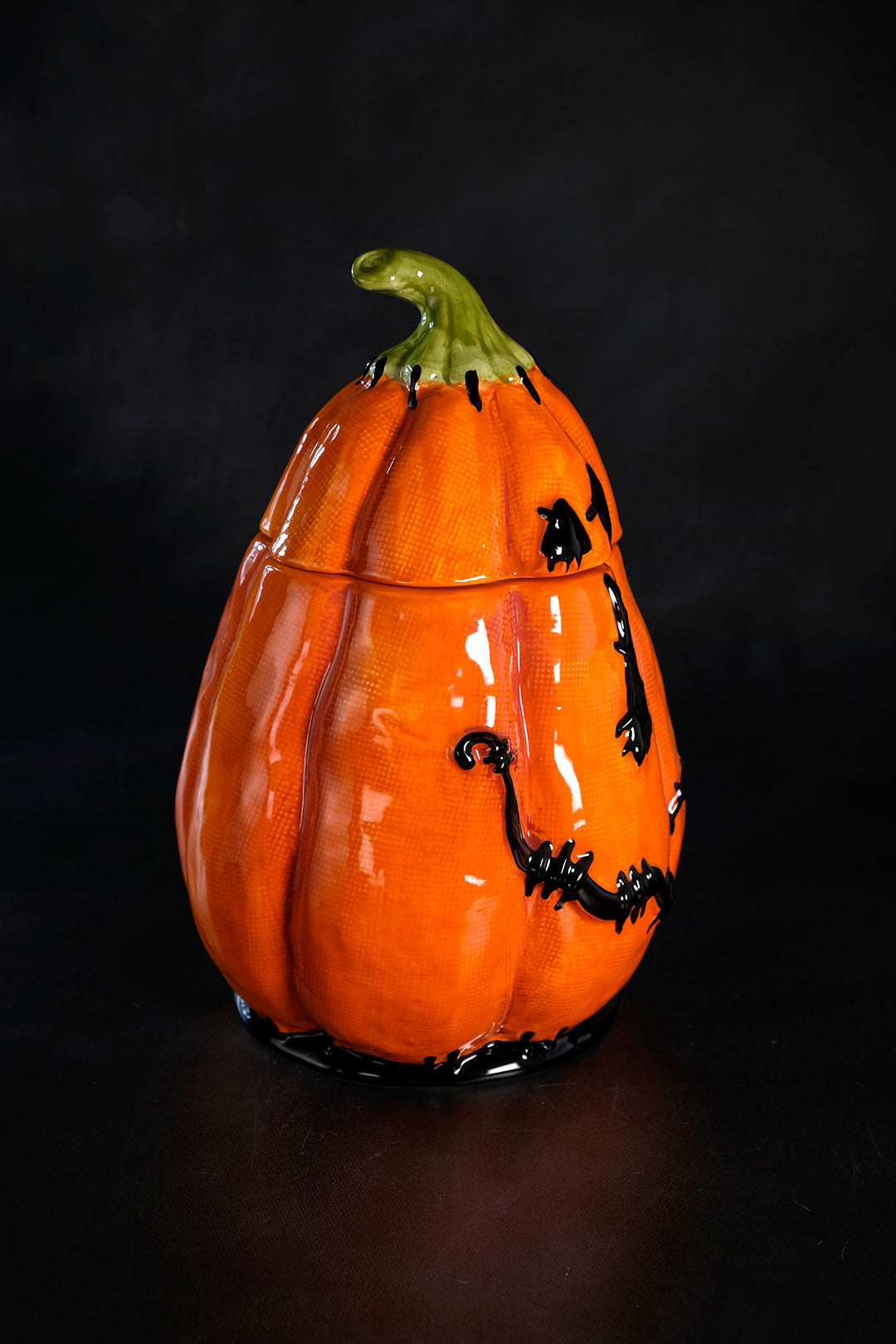 Clayworks Stitched Pumpkin Canister Tall