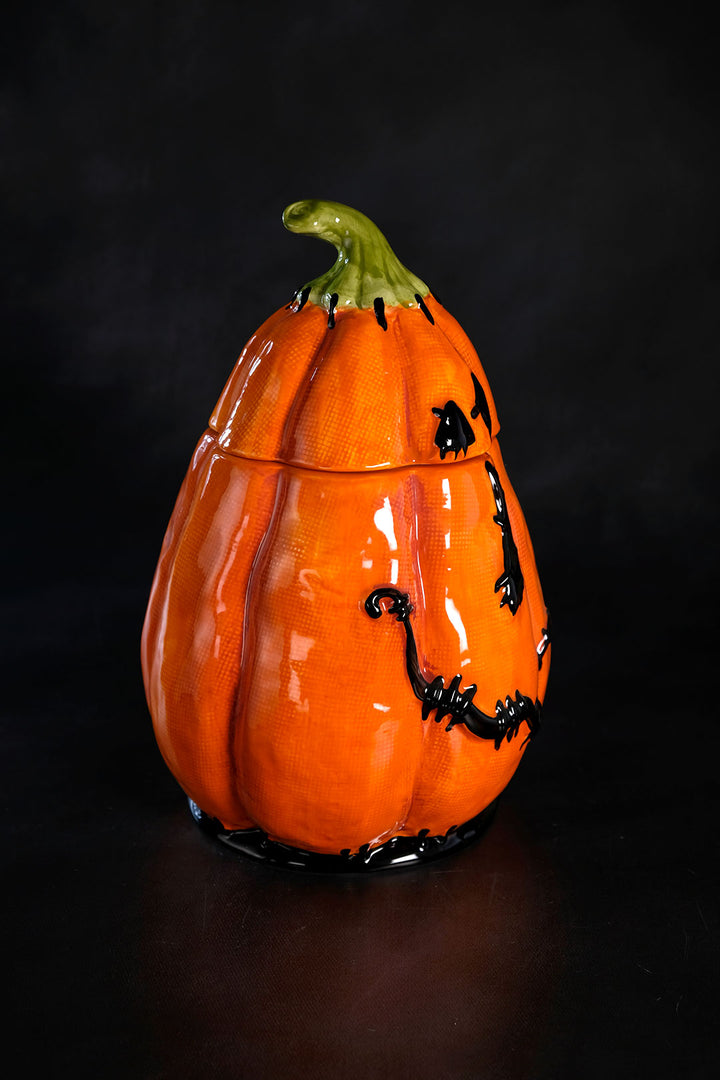 Clayworks Stitched Pumpkin Canister Tall