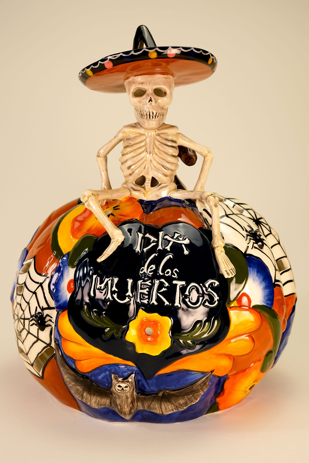 Talavara Skeleton Pumpkin Tealight Holder
