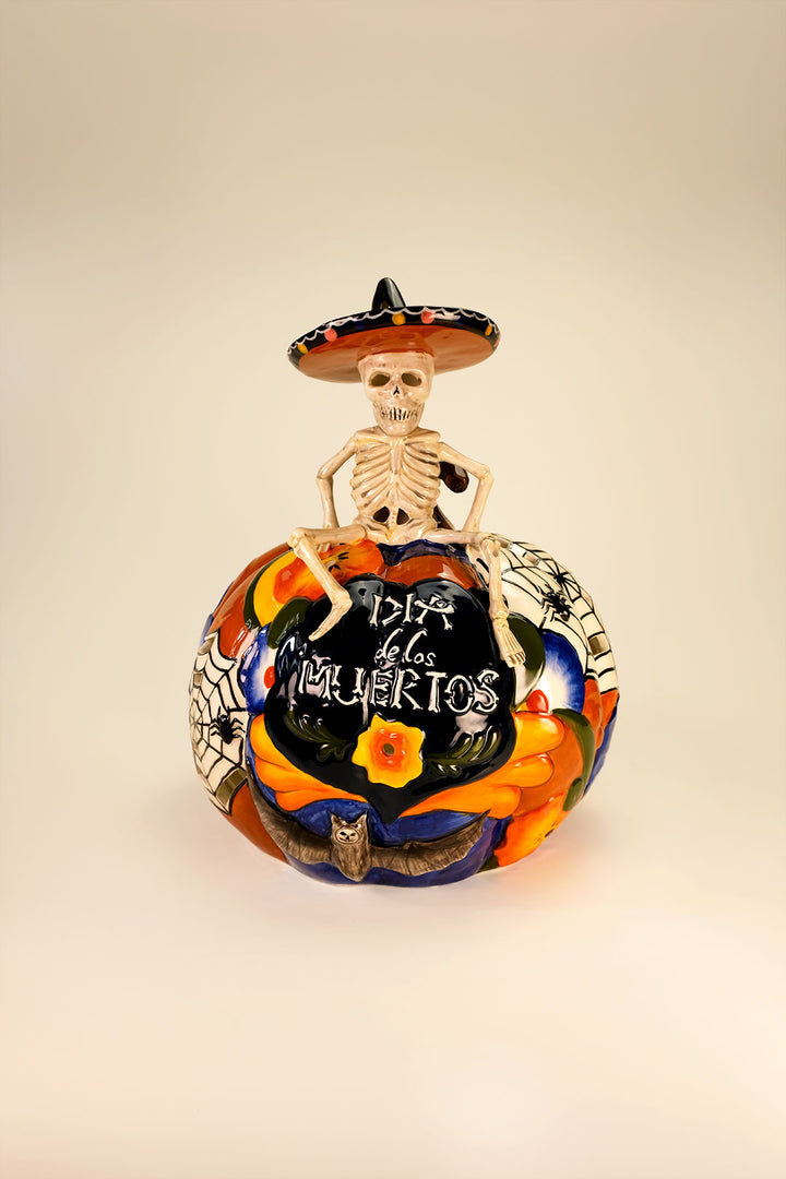 Talavara Skeleton Pumpkin Tealight Holder