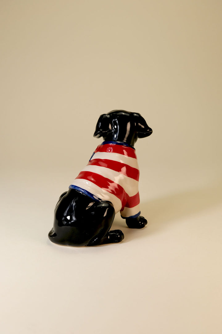 Clayworks Patriotic Black Lab Dog Figurine