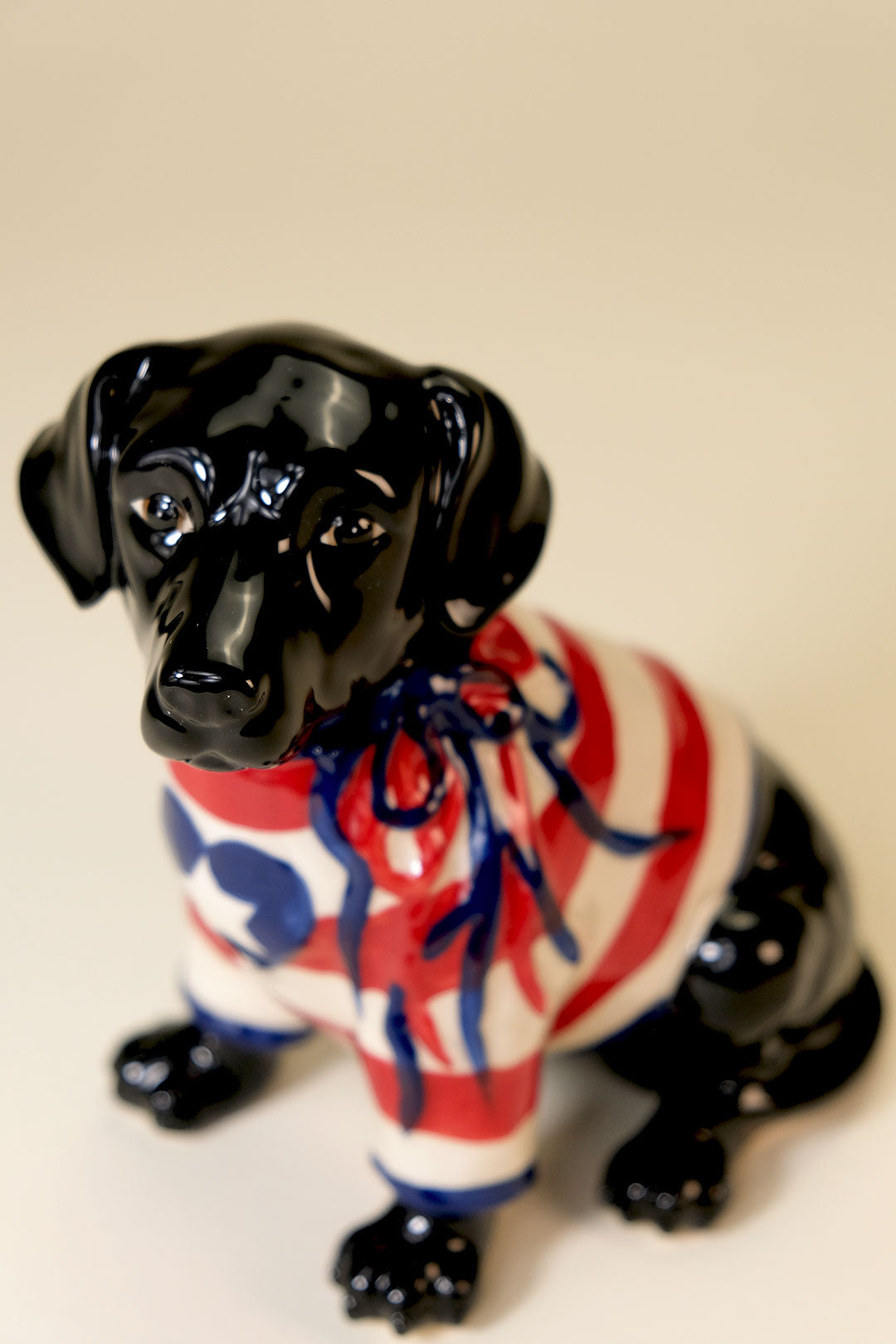 Clayworks Patriotic Black Lab Dog Figurine
