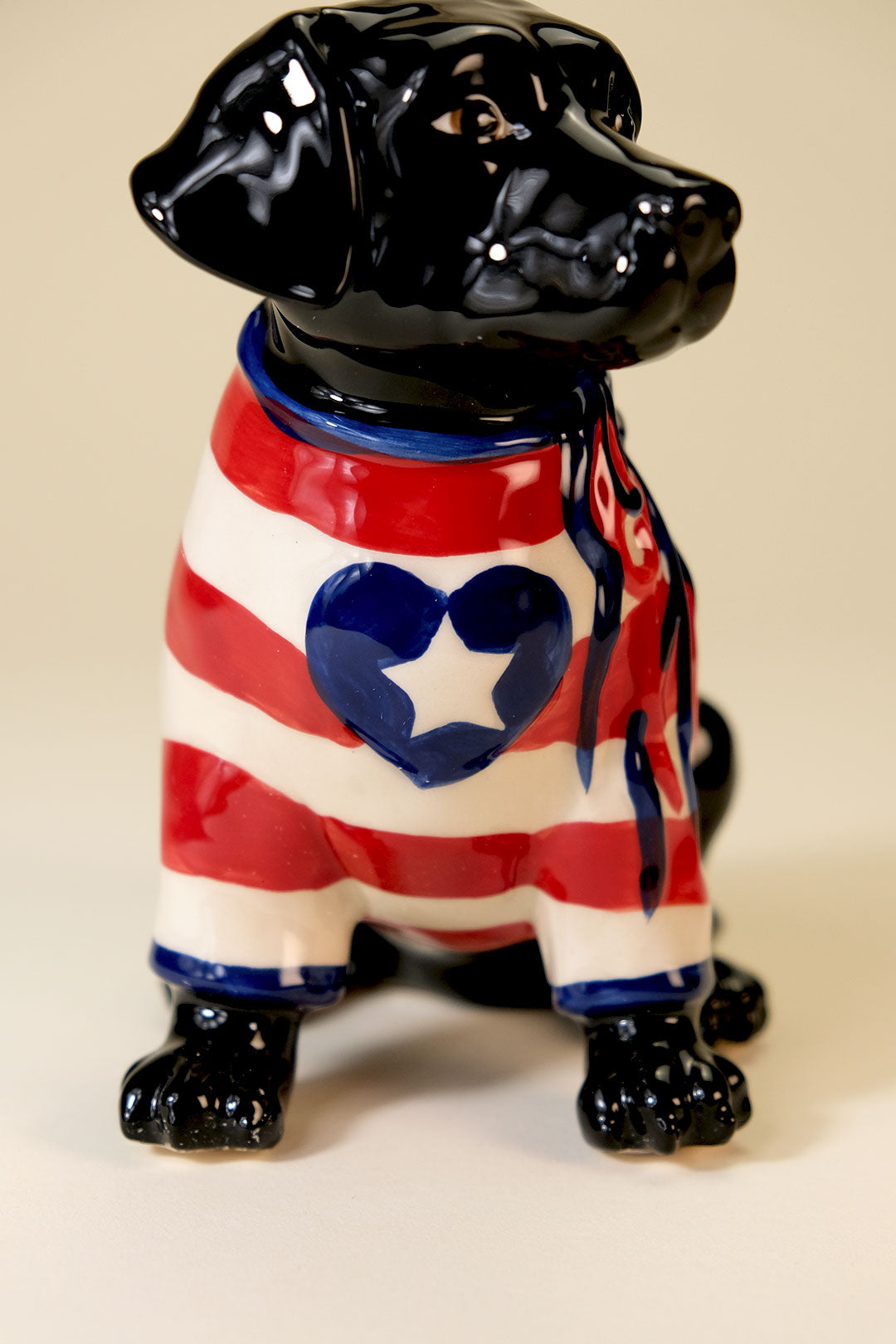 Clayworks Patriotic Black Lab Dog Figurine