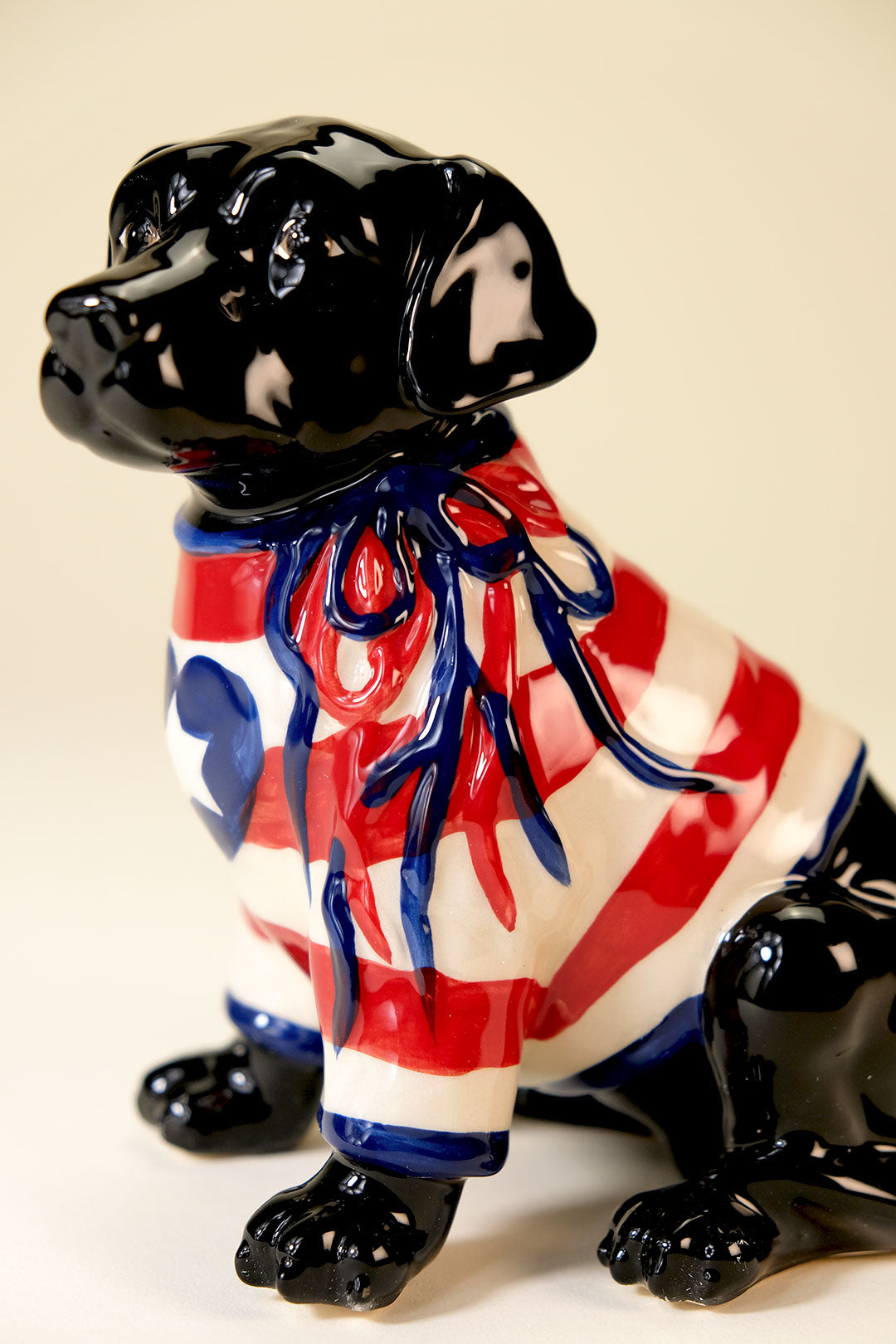 Clayworks Patriotic Black Lab Dog Figurine