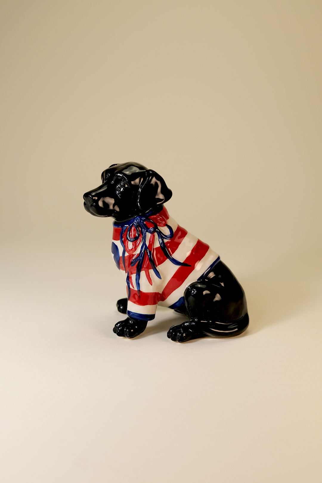 Clayworks Patriotic Black Lab Dog Figurine