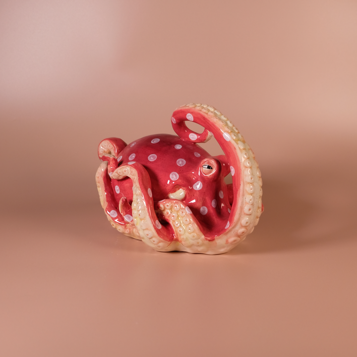 Red Octopus Figurine