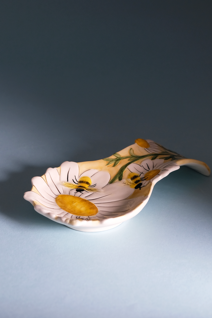 Flower and Honey Bee Spoon Rest