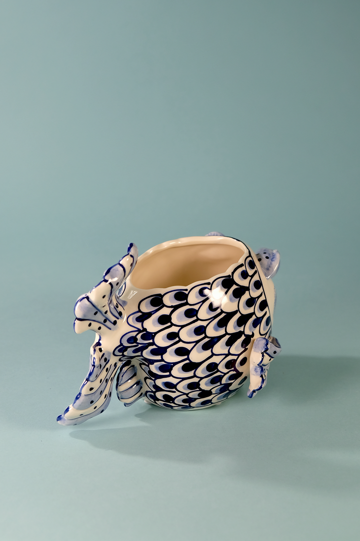 Blue and White Fish Planter