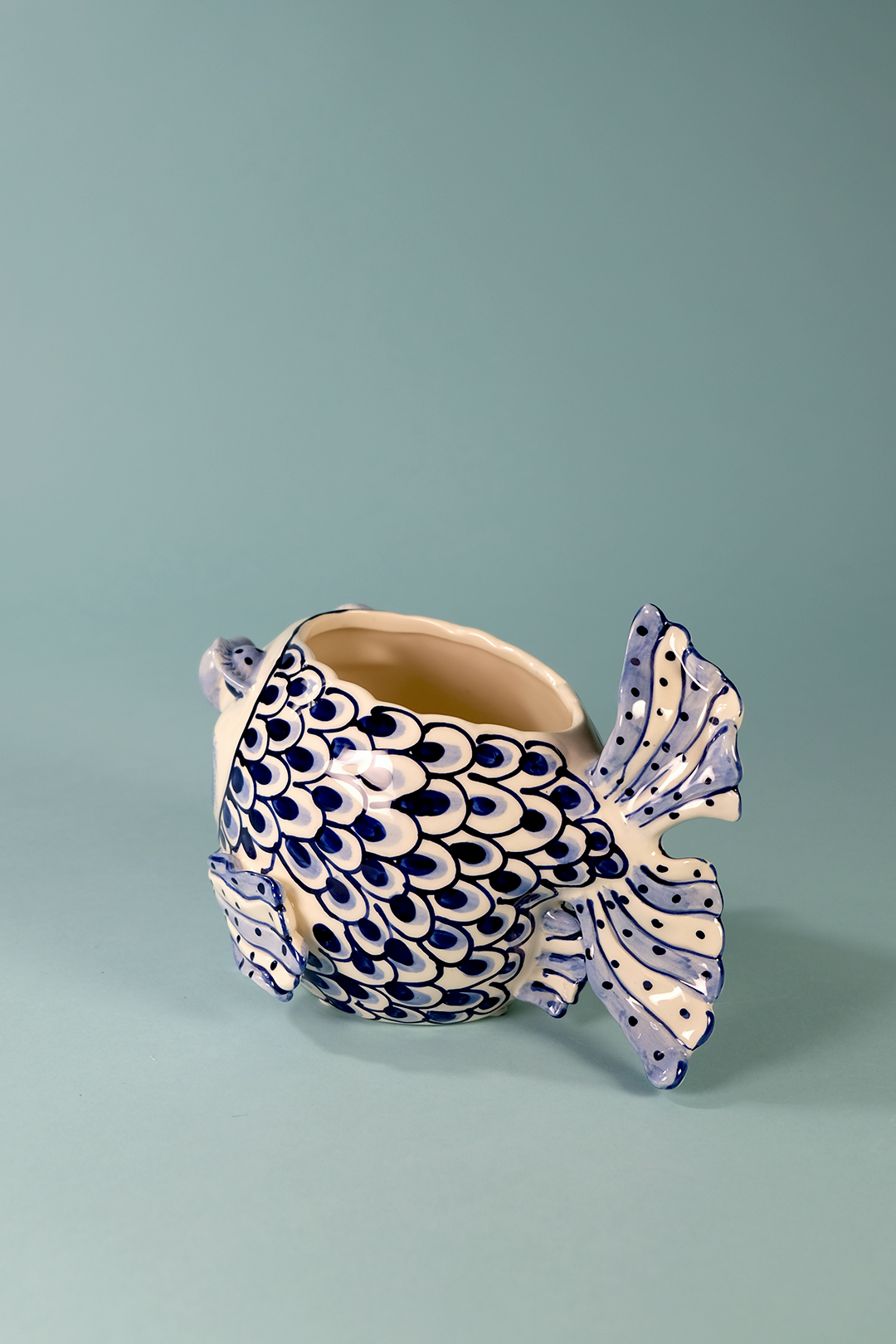 Blue and White Fish Planter