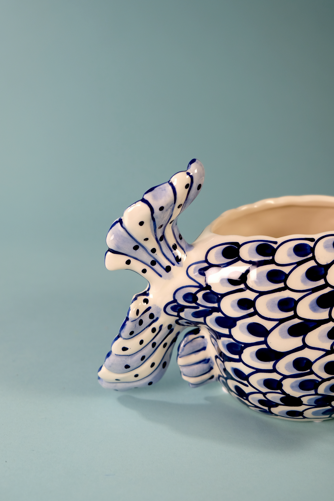 Blue and White Fish Planter