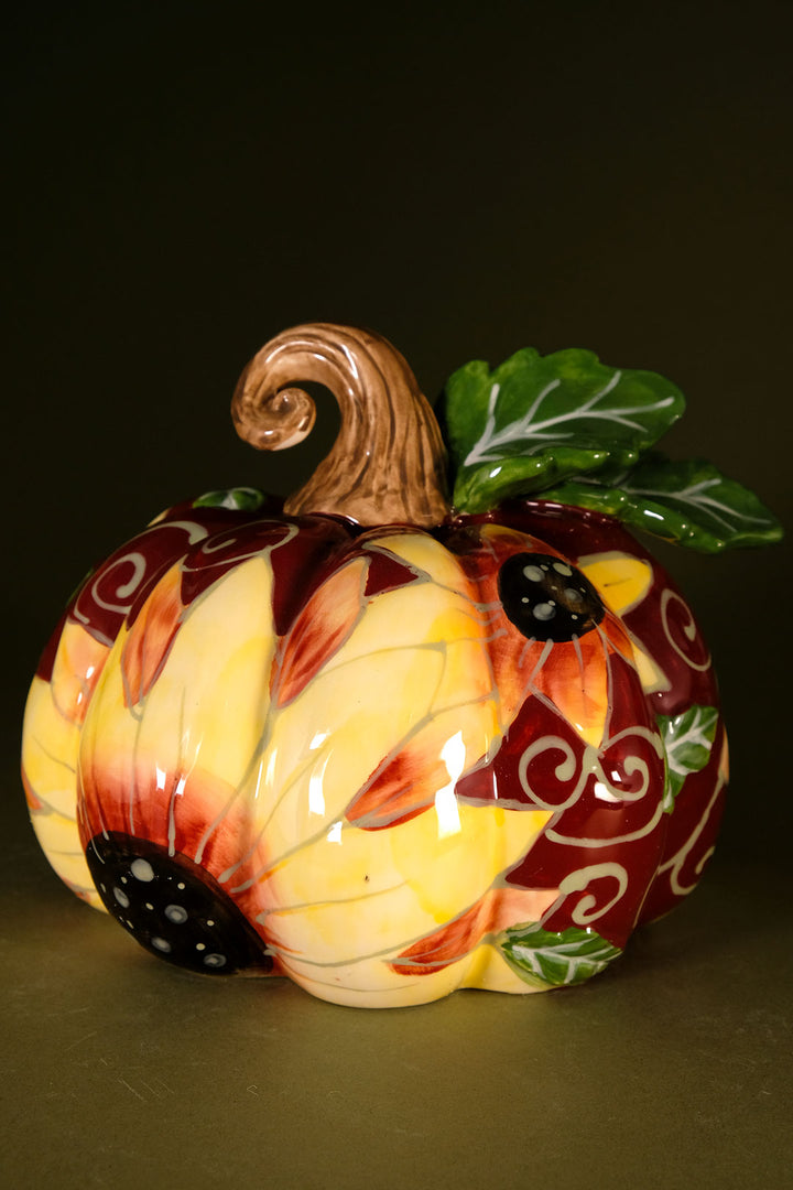 Harvest Blooms Pumpkin Figurine