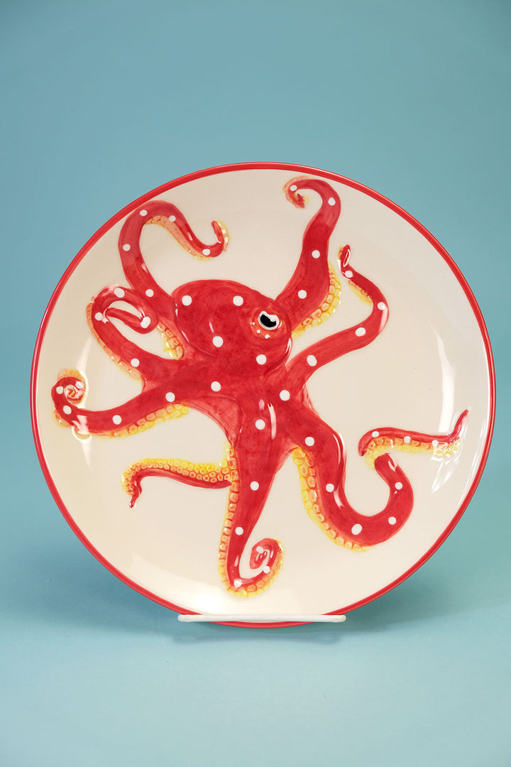 Red Octopus Dinner Plate