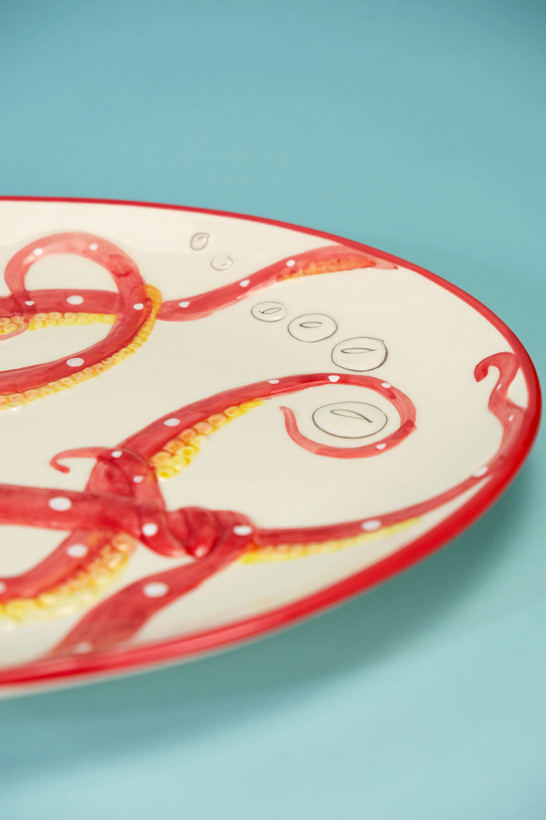 Red Octopus Oval Platter