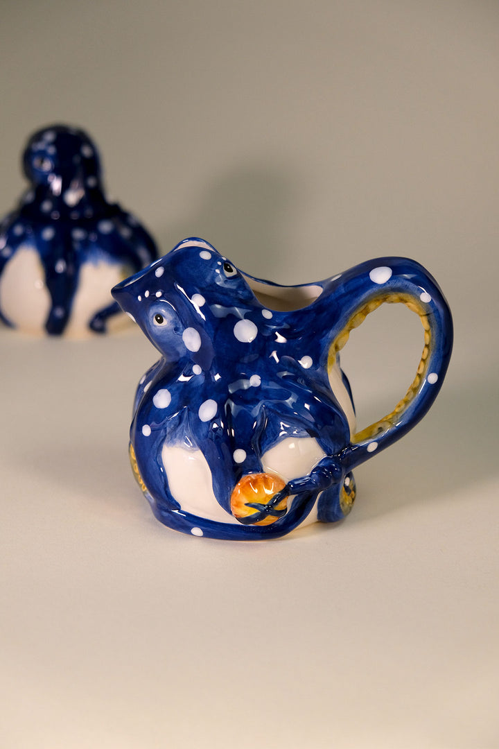 Blue Octopus Sugar & Creamer Set