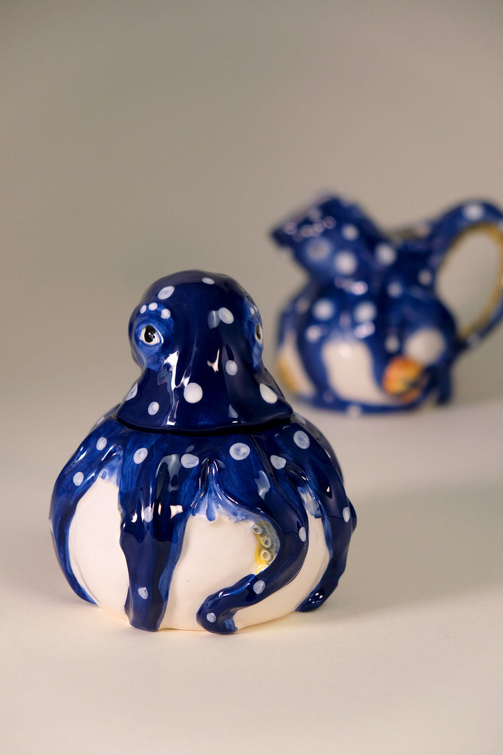 Blue Octopus Sugar & Creamer Set
